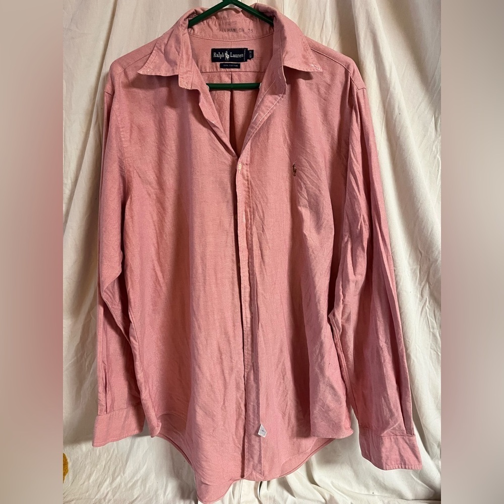 Ralph Lauren Salmon Linen Button Down Oxford 16 1/2 36